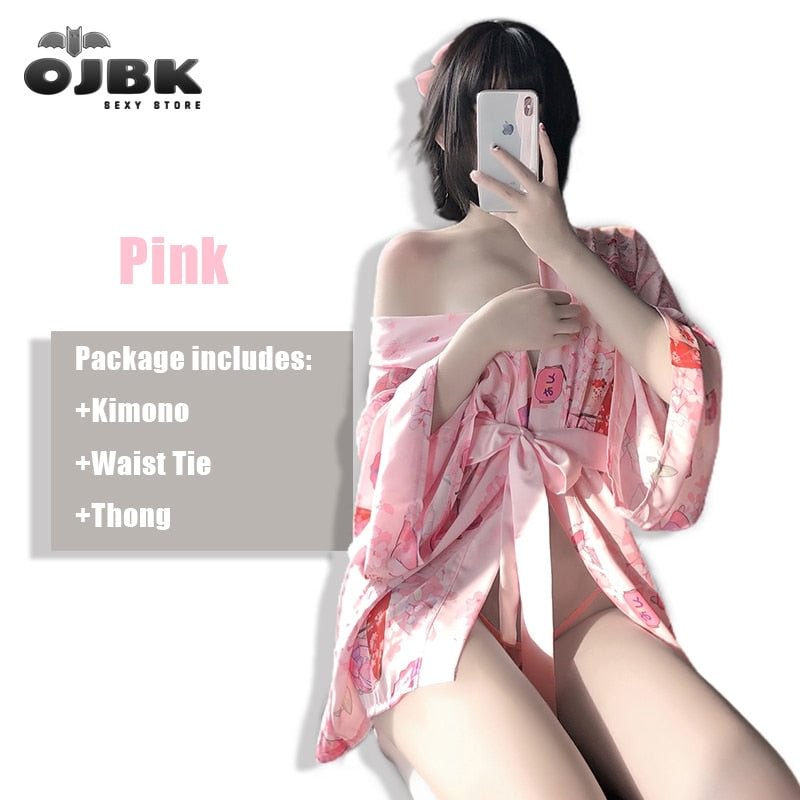 Sexy Kimono Japanese Young Married Women Cosplay Costumes Dew Shoulder Chest AV Outfit For Girls Erotic Soft Material Uniform