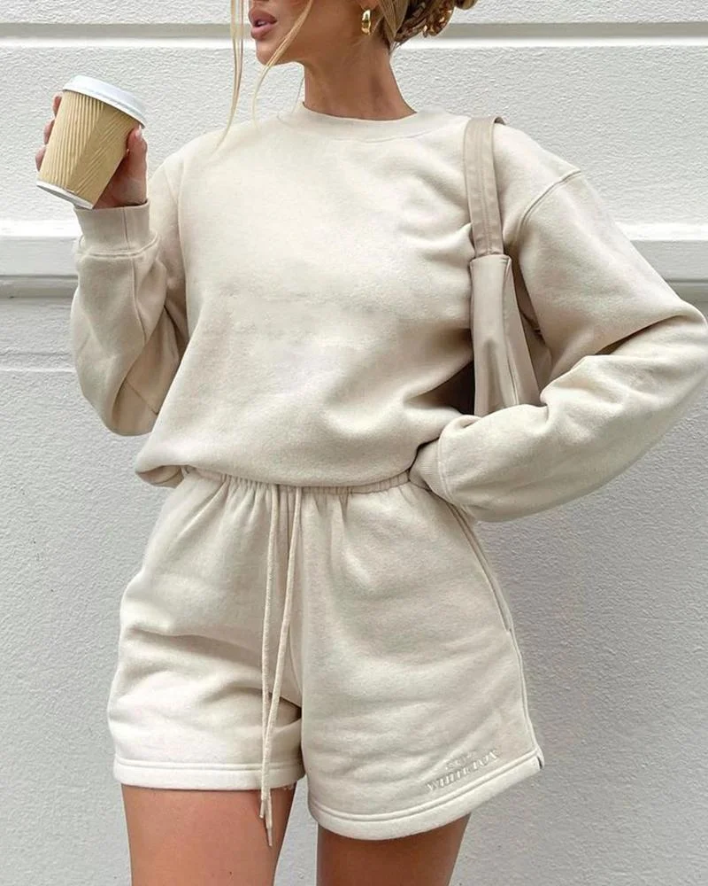 Casual Solid Sport Two Piece Outfits