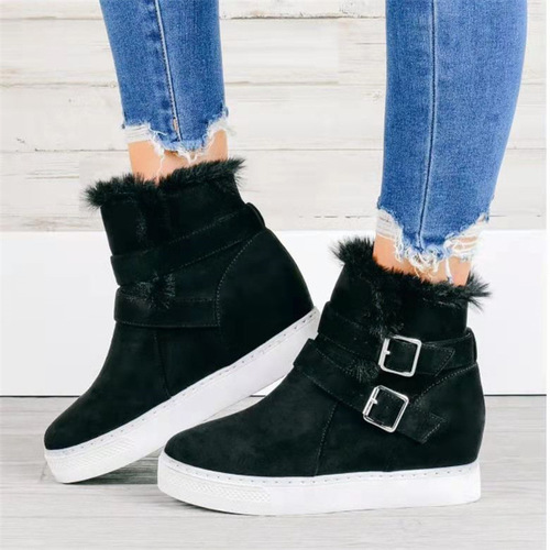 Faux Fur-Lined Suede Hidden Wedge Boots -boots