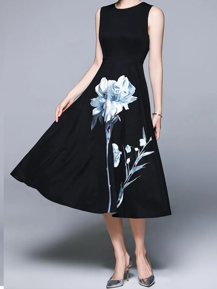 Fashion Round Neck Sleeveless Vest Dress