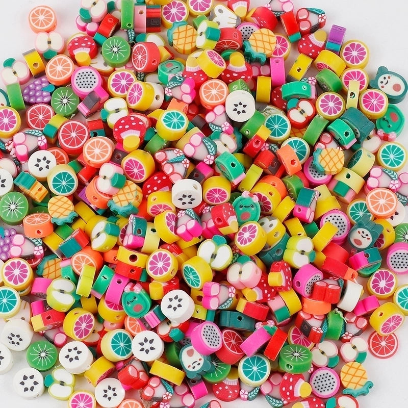 1 Pack Soft Clay Rainbow Heart Shape Beads