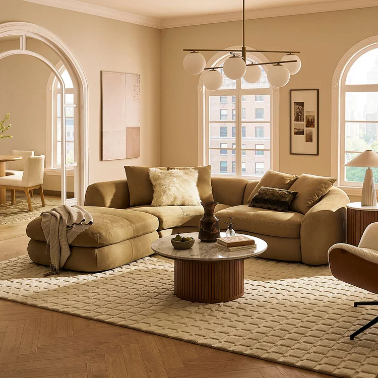 Fable Leather Single Arm Sectional Sofa