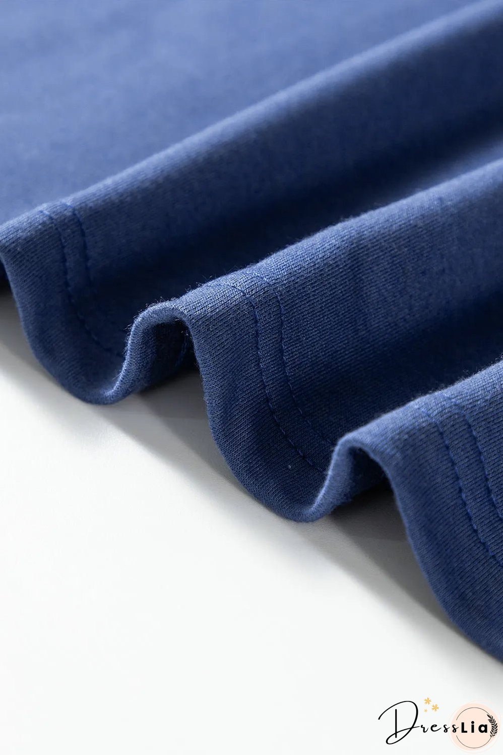 Sail Blue Flower Patchwork Raglan Sleeve Exposed Seam Oversized Top