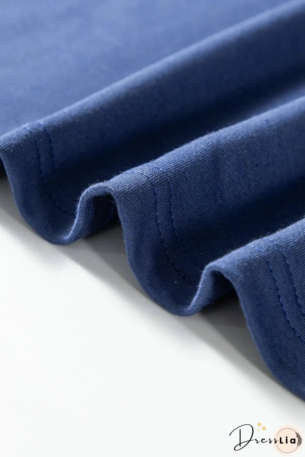 Sail Blue Flower Patchwork Raglan Sleeve Exposed Seam Oversized Top