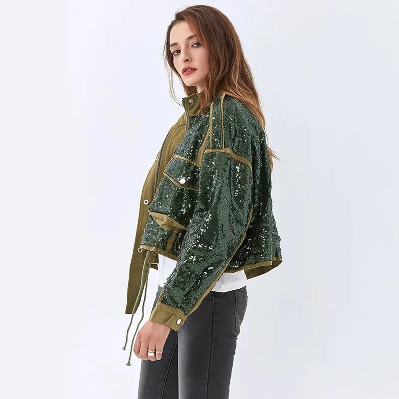 Brownm Cowgirl Sequined Zip-Up Jacket