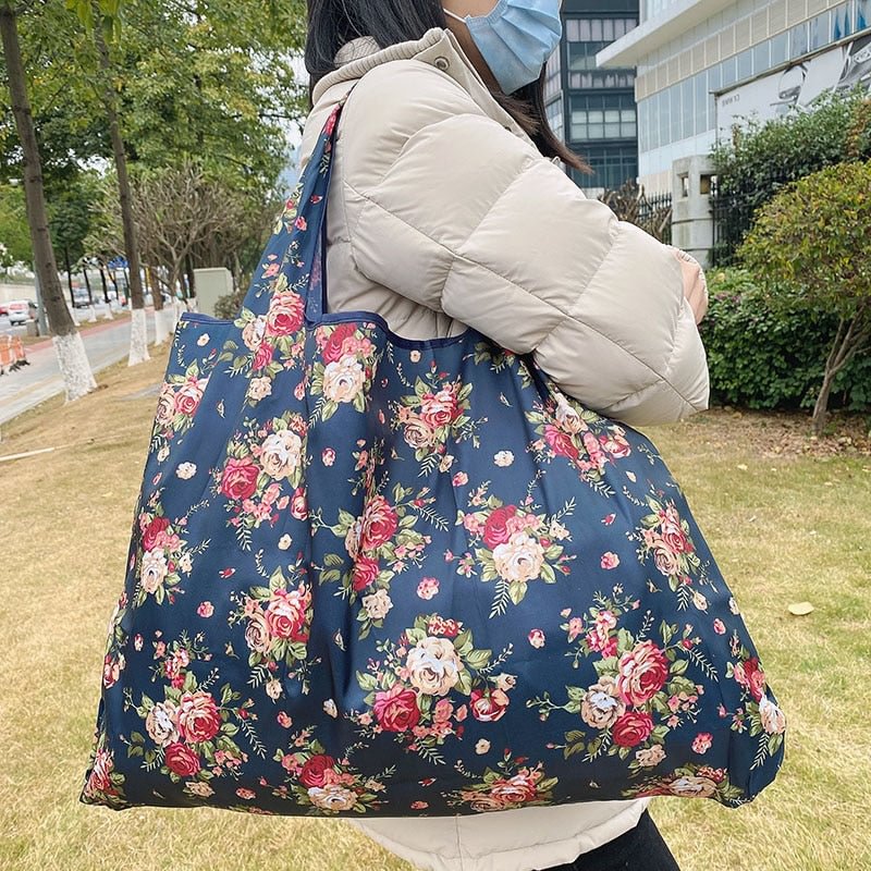 Reusable Shopping Bag Eco-Friendly Tote Bag Foldable Ladies Travel Shoulder Bag Durable Nylon 2022