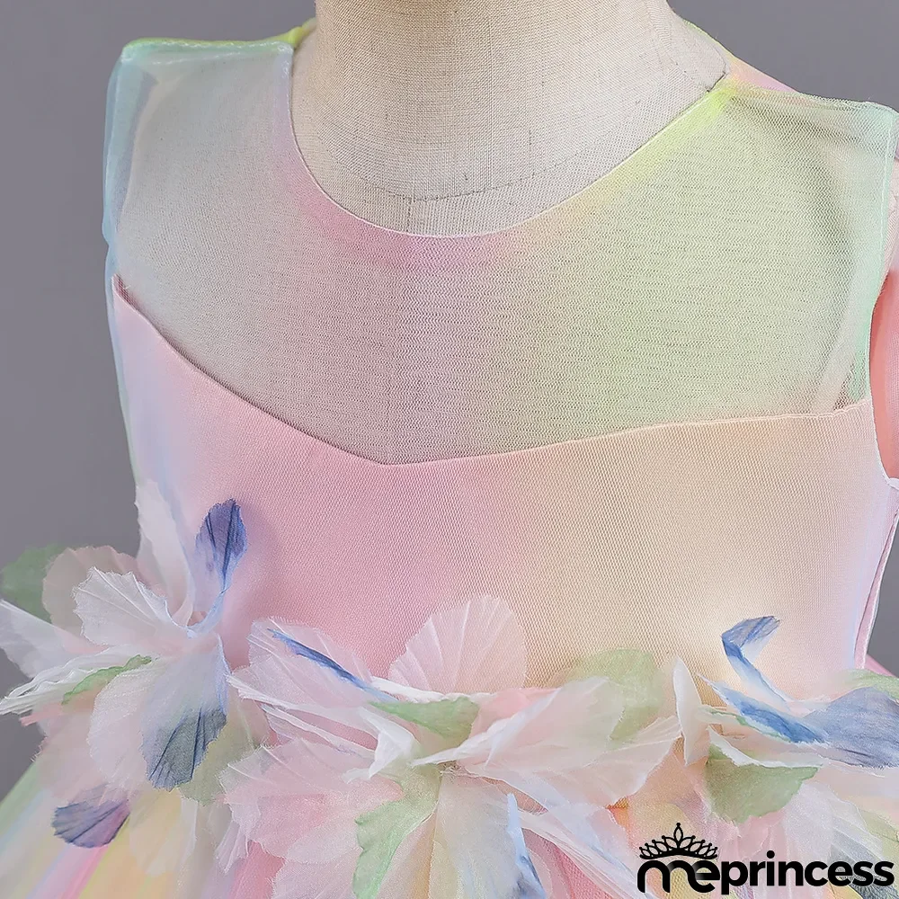 Infant and Toddler Dresses Floral Dress Multi-Color Mesh Pouf Princess Dress