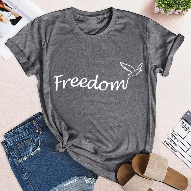 Independence Day Print Freedom Letter T-shirt-Annaletters