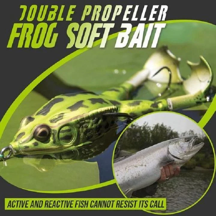 10PCS DOUBLE PROPELLER FROG SOFT BAIT