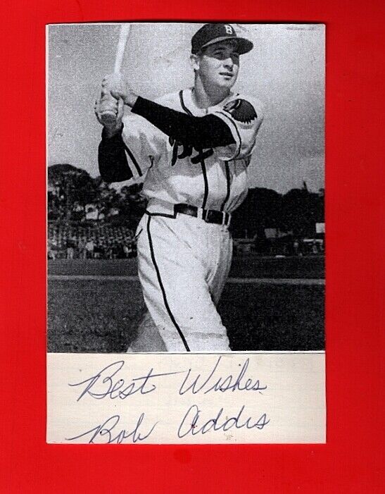 1950/51 BOB ADDIS-BOSTON BRAVES 4X6 AUTOGRAPHED CUT W/ Photo Poster painting-(d.2016)