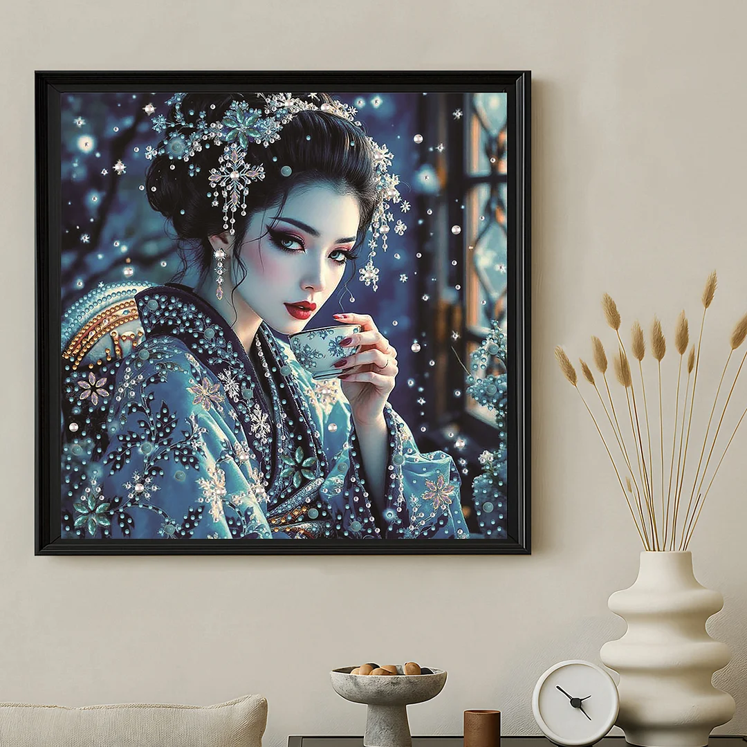 Diamond Painting - Partial Special Shaped Drill - Snow Geisha(Canvas|30x30cm)
