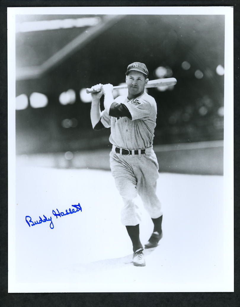 Buddy Hassett Signed Autographed 8 X 10 Photo Poster painting batting pose New York Yankees