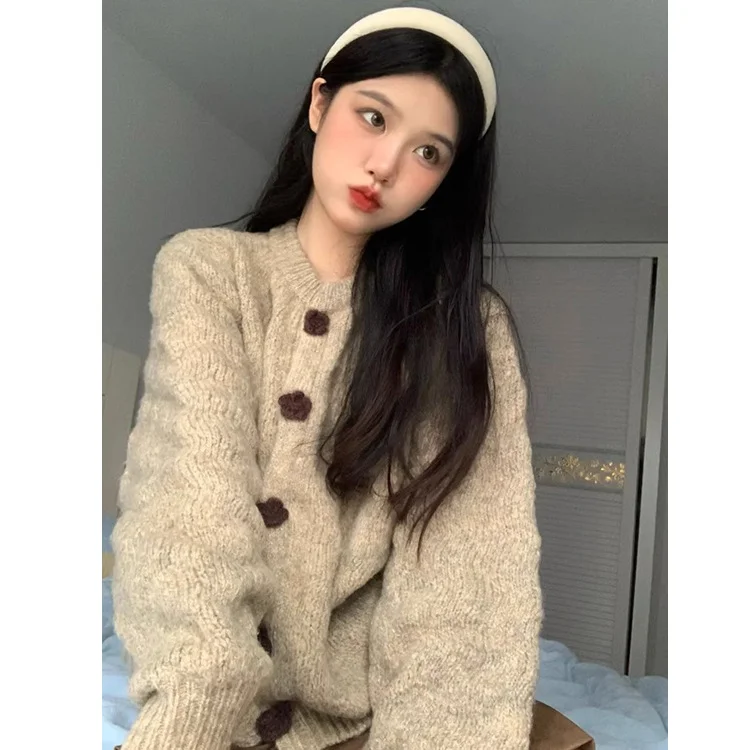 Athvotar Athvotar Lazy Wind Soft Glutinous Sweater Spring And Autumn Winter 2025 New High-End Blouse Knitted Thick Open-Shirt Coat Woman