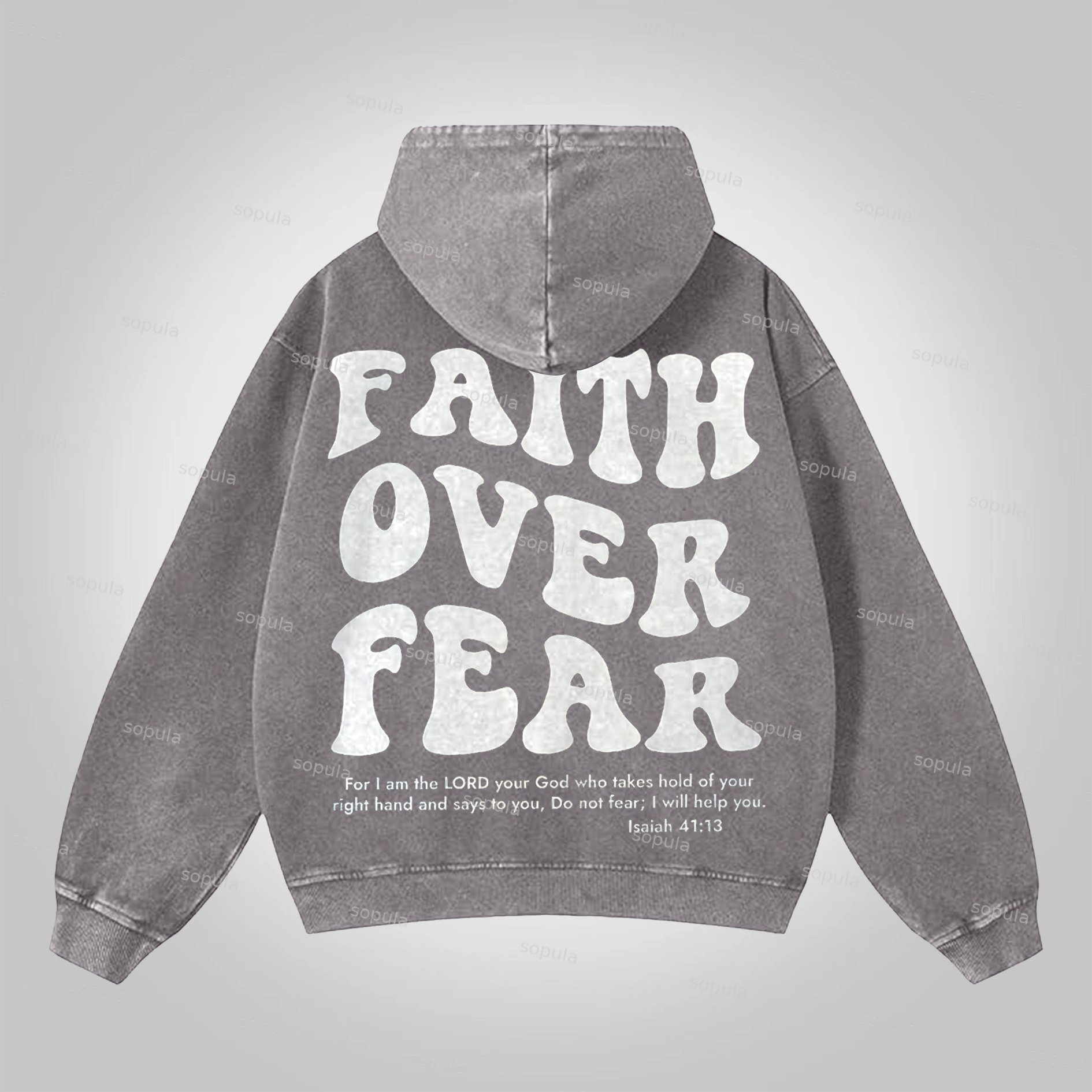 Sopula Faith Over Fear Graphic Acid Washed Hoodie - SOPULA