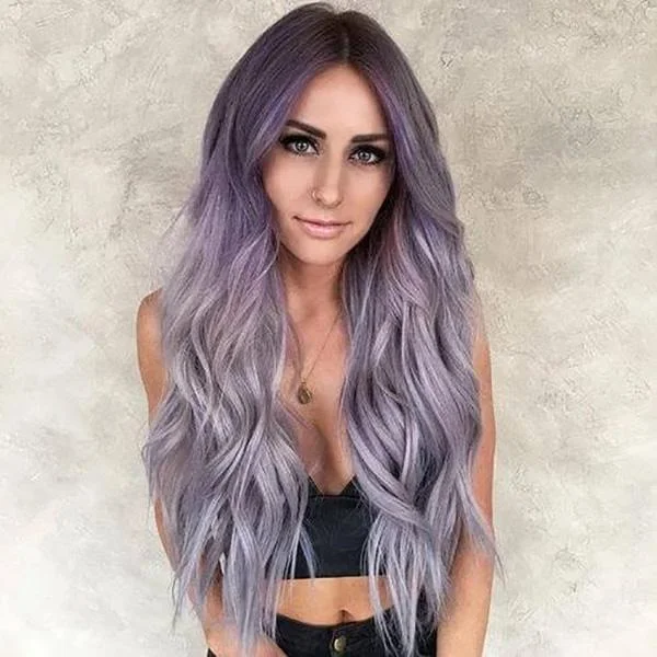 Girl Wavy Long Purple Wigs