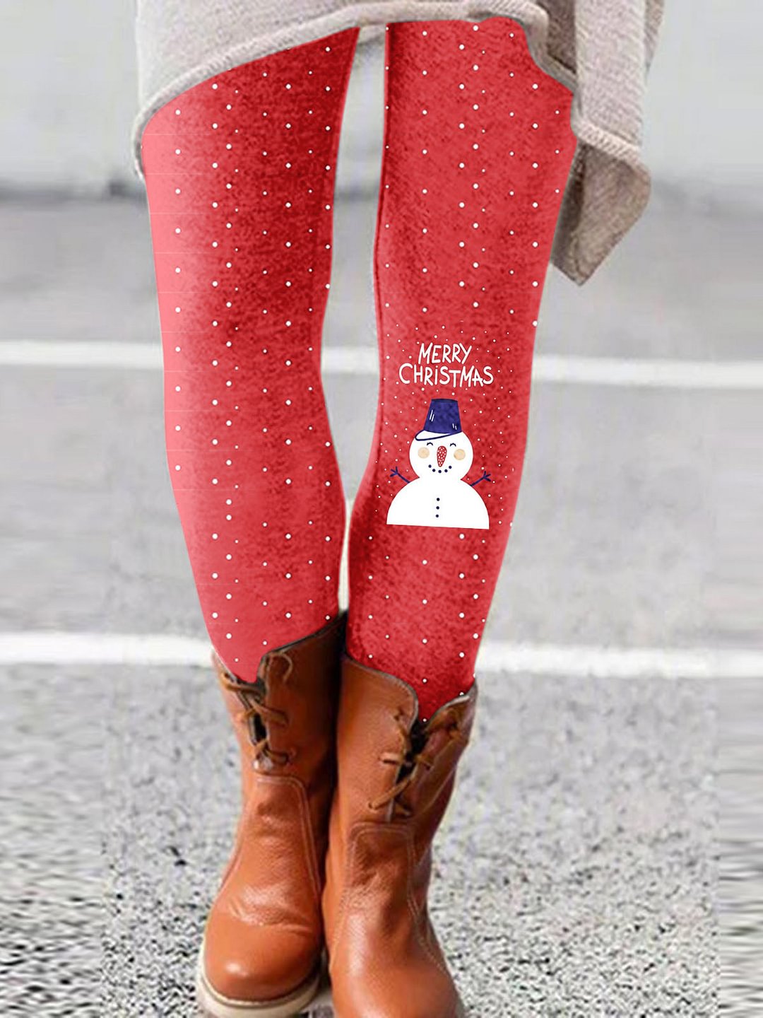 Christmas print fashion slim boots pants leggings