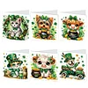 6PCS Diamond Painting St. Patrick's Day Animal Greeting Cards Postcards with Envelopes