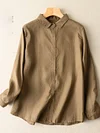 100% Linen Long Sleeve Casual Shirt In Solid Color