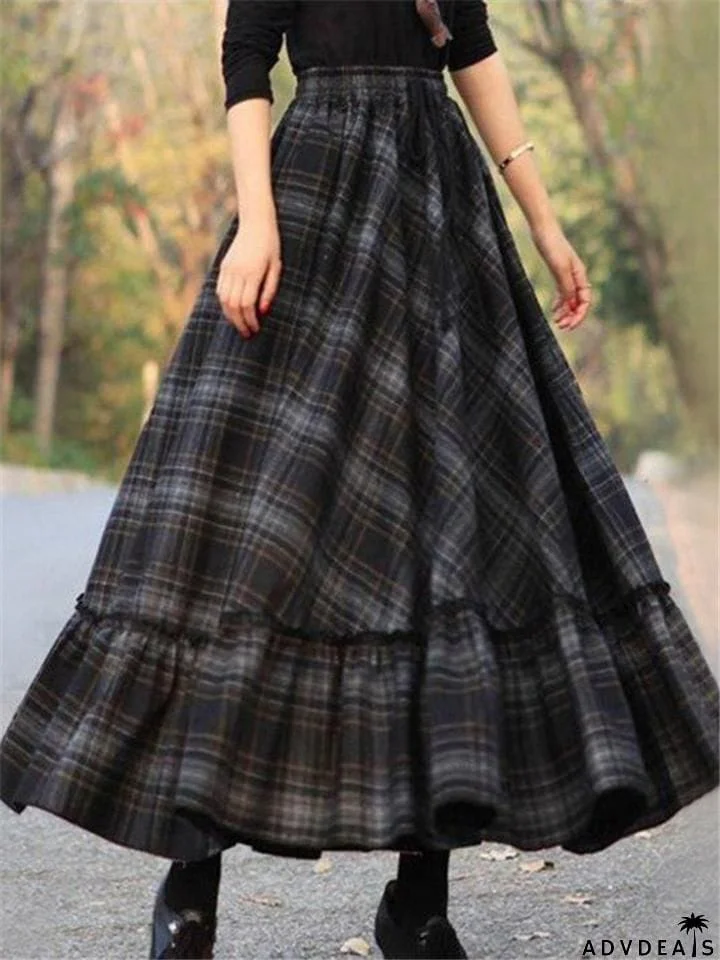 Classic Tartans Flounce Maxi Skirt