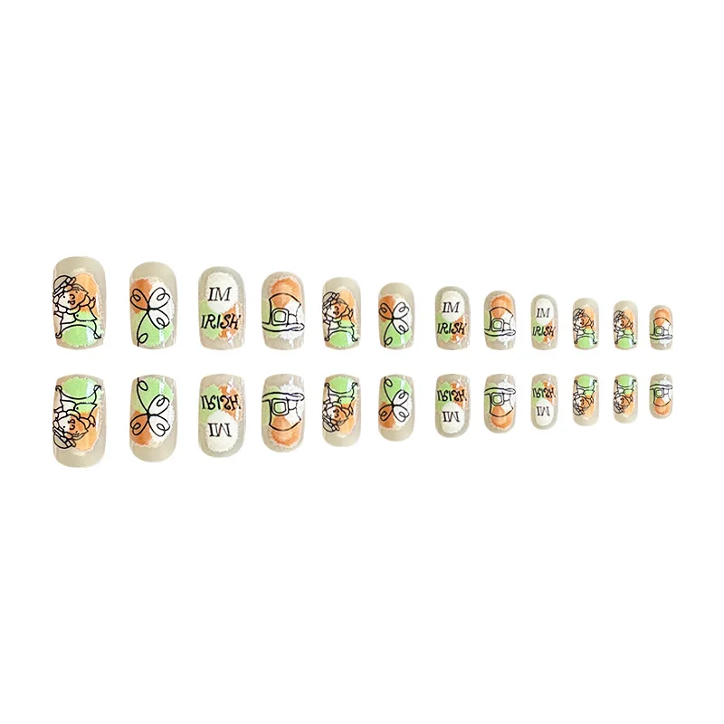 Churchf Churchf Armor St. Patrick's Day Clover Nail Green Nail Patch Hat Element Nail Piece Finished Square