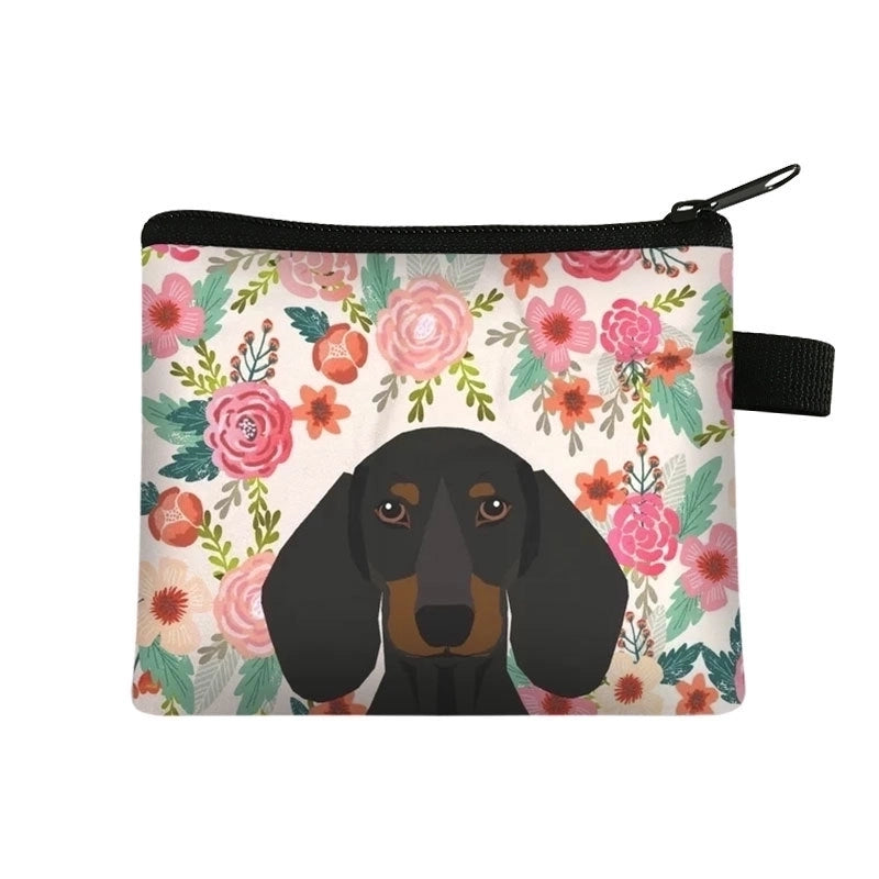 Unisex Dog Polyester Zipper Coin Purses
