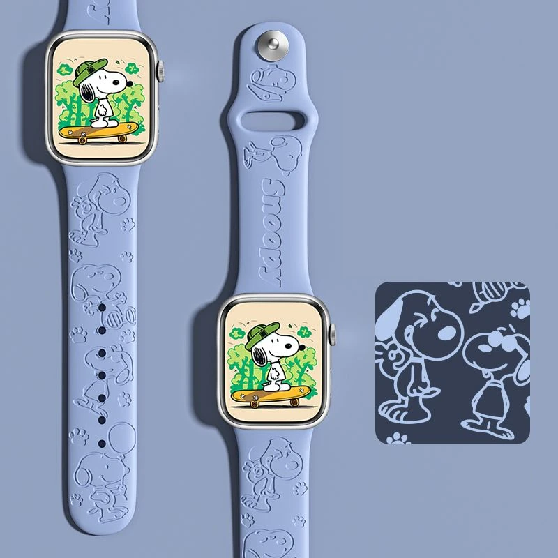 Peanuts Snoopy Relief Carving Strap for Apple Watch Band 44mm 40mm 45mm 41mm 38mm 42mm Silicone Solo Loop Bracelet IWatch 8 Ultra 7 6 5 A Cute Shop - Inspired by You For The Cute Soul 