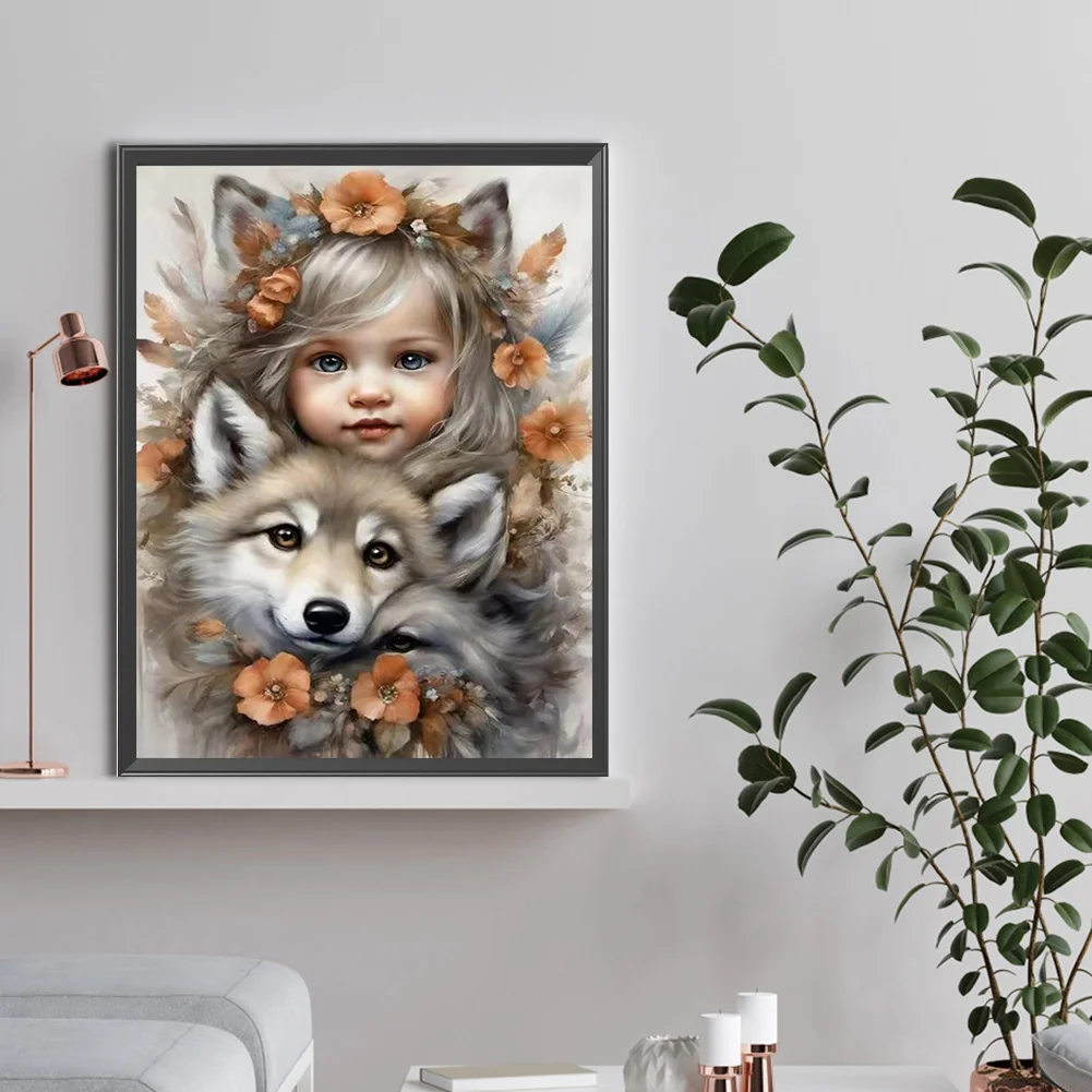 Diamond Painting - Full Round Drill - Cute Pet Girl(Canvas|30*40cm)