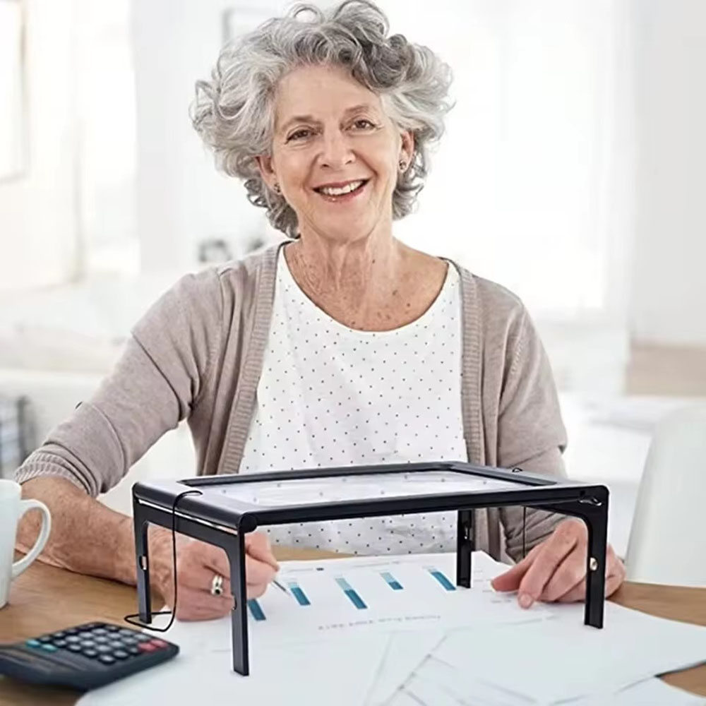 Likron Watches Large 3X Full-Page Magnifier with LED Lights Foldable Desktop Reading Aid for Low Vision