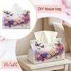 DIY Diamond Art Tissue Box Holder Music and Flowers Design PULeather Crystal Mosaic Desktop Organizer Bag Resin Rhinestone Storage Organizer Gem Art Home Office Decor Craft Gift for Women