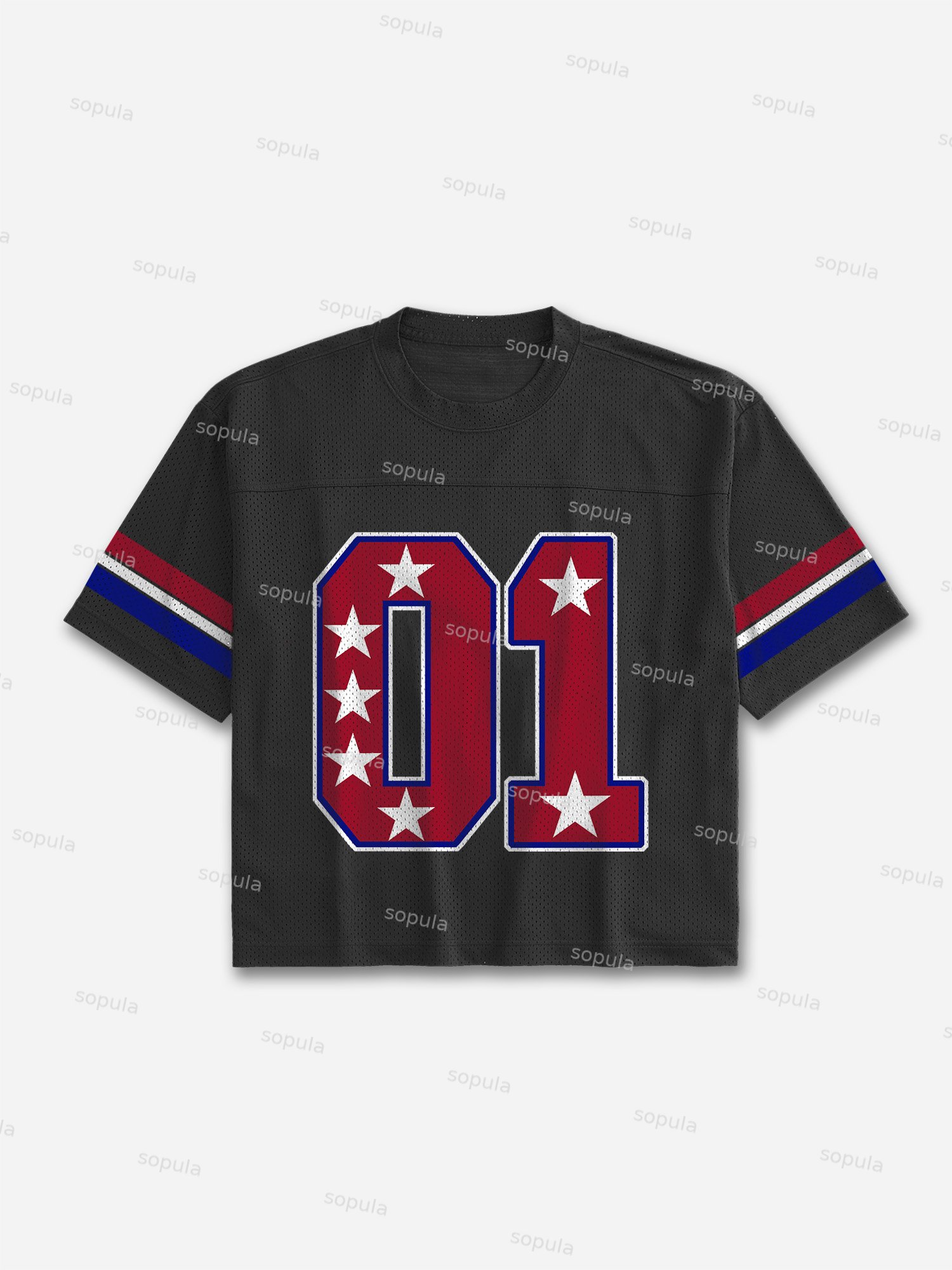 No.01 Print Blokecore Mesh Football Jersey T-shirt - Sopula｜Premium Graphic Tees & Graphic Clothing