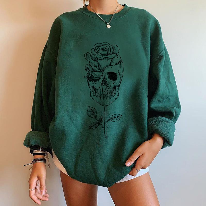 Minnieskull Skull and rose sweatshirt