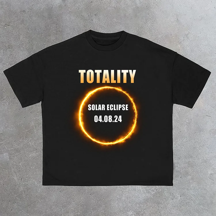 Casual Total Solar Eclipse 2024 Totality 04.08.24 Printed 100% Cotton T-Shirt