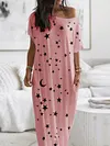 Loose Printed Off-The-Shoulder Maxi Dress