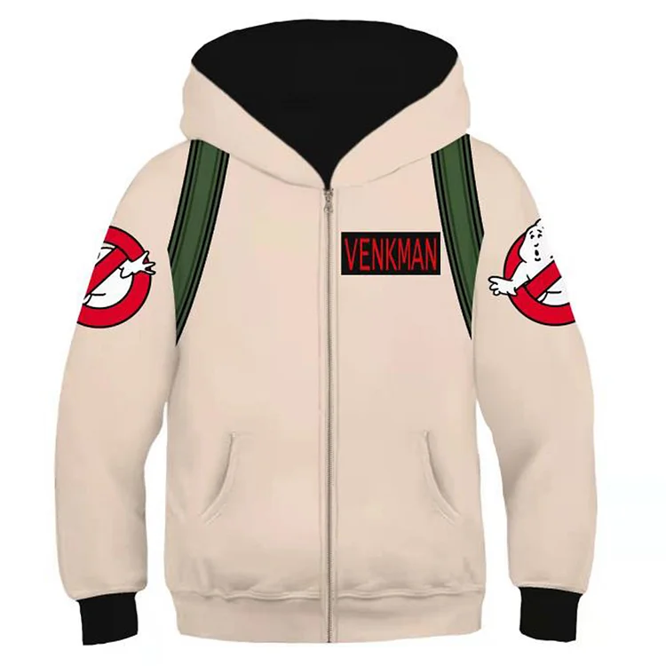 Kids Children Movie Ghostbuster Peter Creamy White Hoodie Coat Outfits Cosplay Costume Halloween Carnival Suit