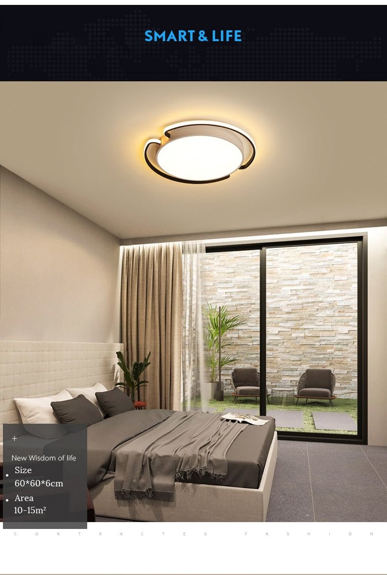 Modern Round/Square Ceiling Lights LED Lamp For Living Room Bedroom Study Room White Black Color Surface Mounted Ceiling Lamp