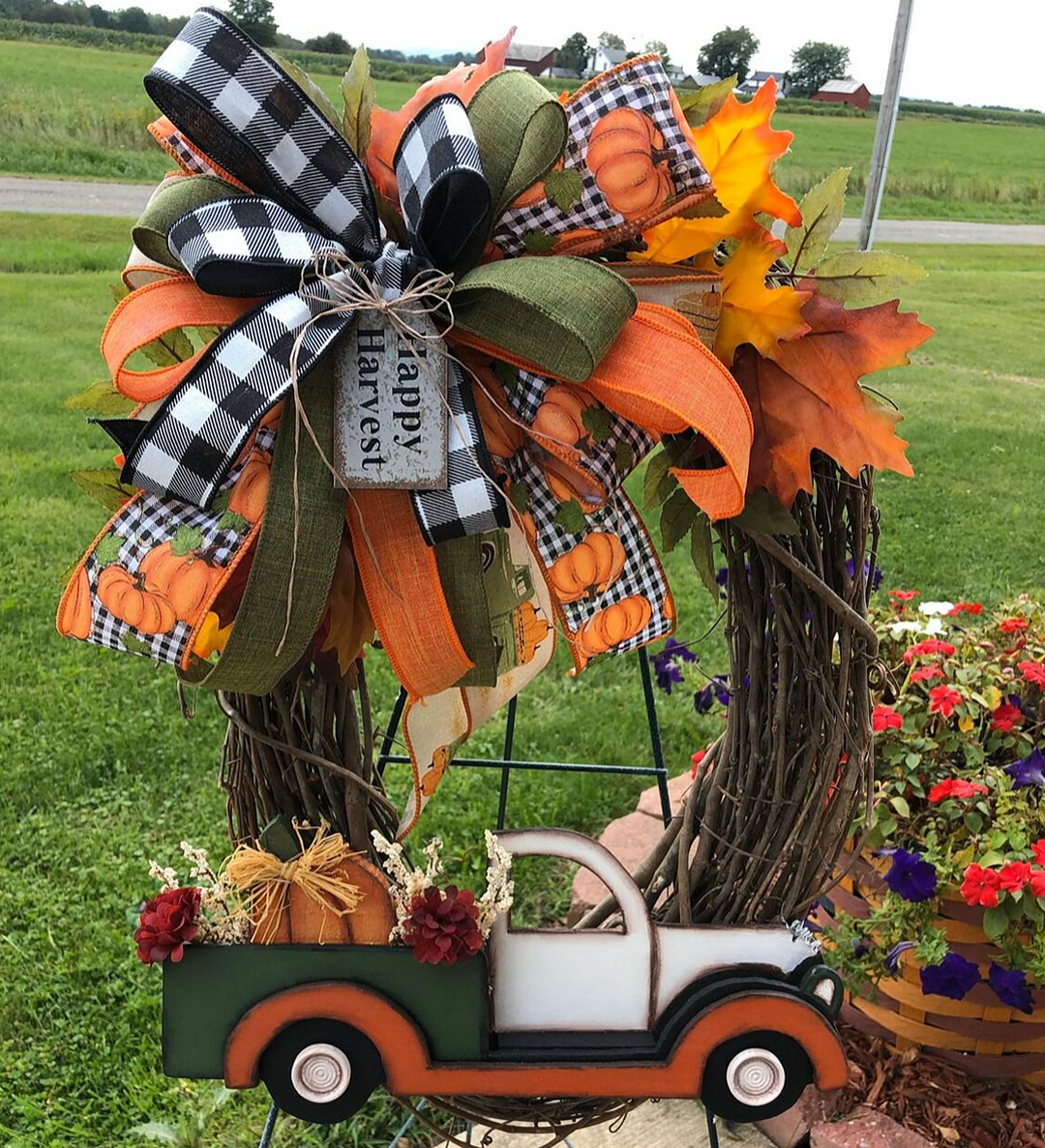 Farmhouse Pumpkin Truck Wreath-Autumn Nature Decoration、、sdecorshop