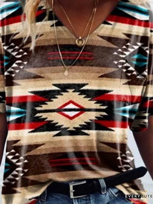 Native American Inspired V-Neck Tee