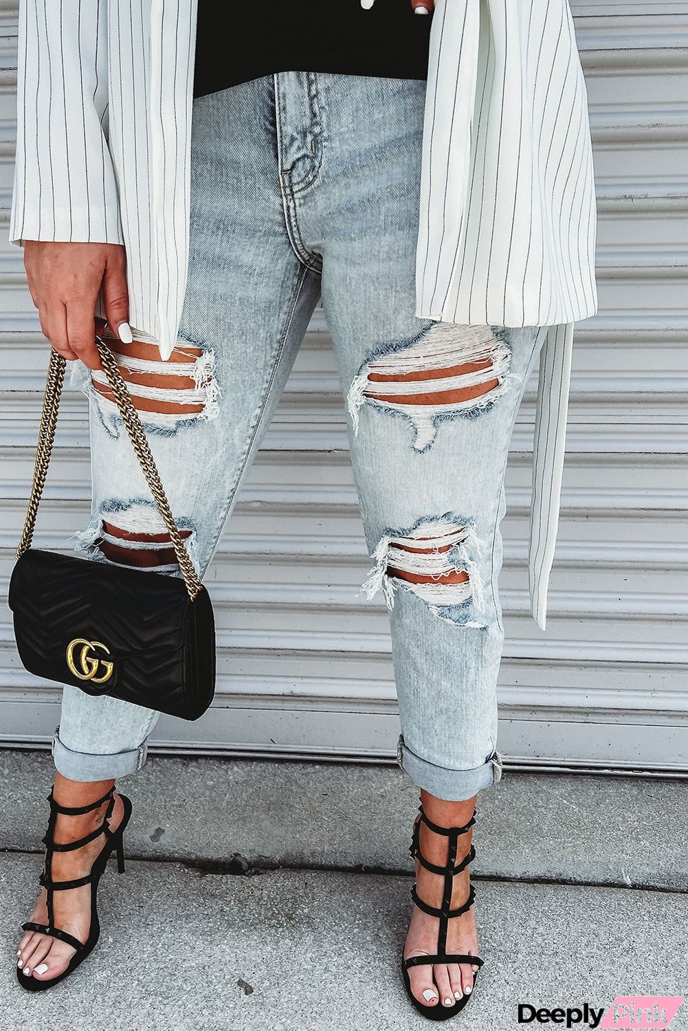 Vintage Wash Distressed Boyfriend Jeans