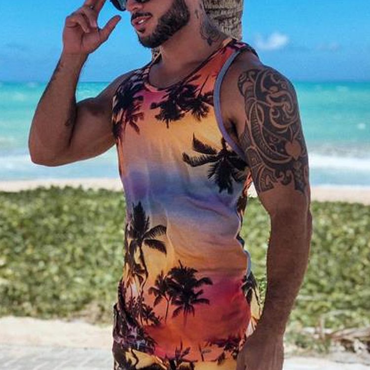 clearance Casual Tropical Print Vest