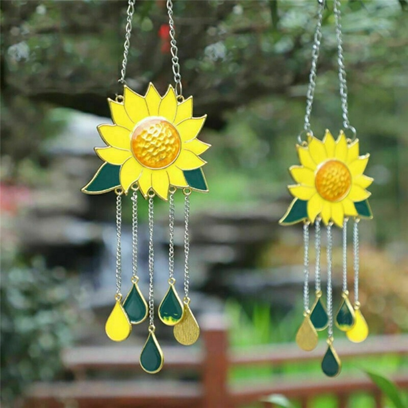 Tegooe Sunflower Metal Wind Chimes for Windows Garden Decor - OutdoorIndoor Hanging Ornament Tegooe