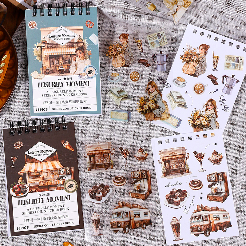 스티커북 - 여유로운 순간 시리즈 빈티지 빵 음식 과일 풍경