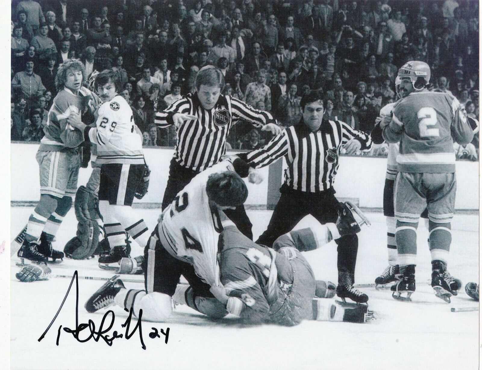 TERRY O'REILLY BOSTON BRUINS ACTION SIGNED 8x10