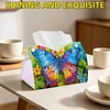 Blue Butterfly DIY PULeather Diamond Painting Tissue Box for Adults Beginners Decorative Diamond Art Paper Storage Holder for Living Room Bedroom Bathroom Table Decor