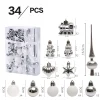 34PCS Colorful Christmas Tree Hanging Decors Set