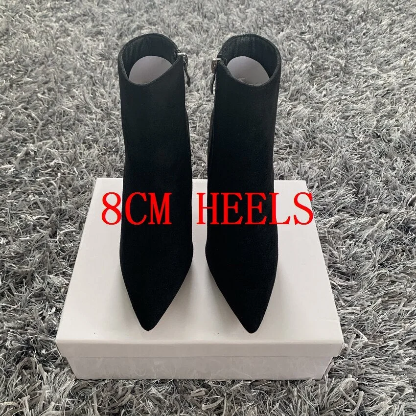 Brand Fashion Women Ankle Boots Zip Pointed Toe Footwear 10CM High Heels Female Boots Party Shoes Women 2020 New Winter
