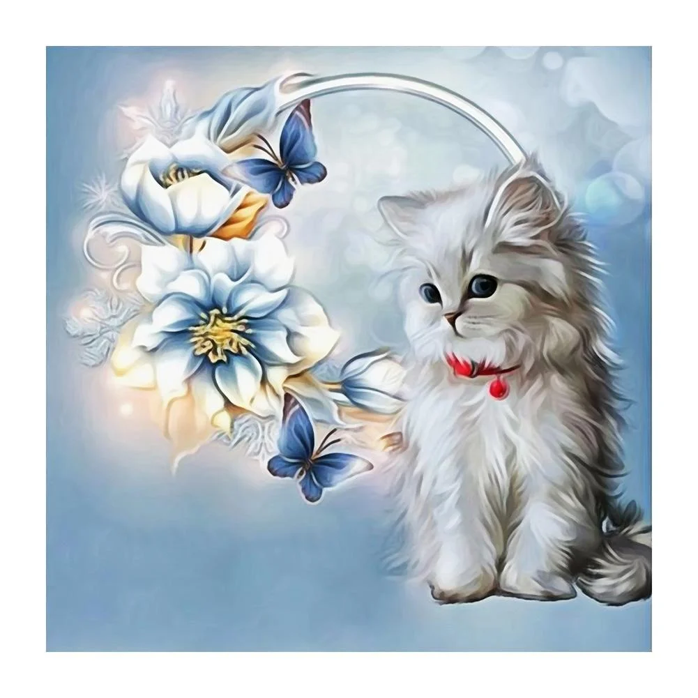 Diamond Painting - Full Round Drill - Flower Cat(30*30cm)