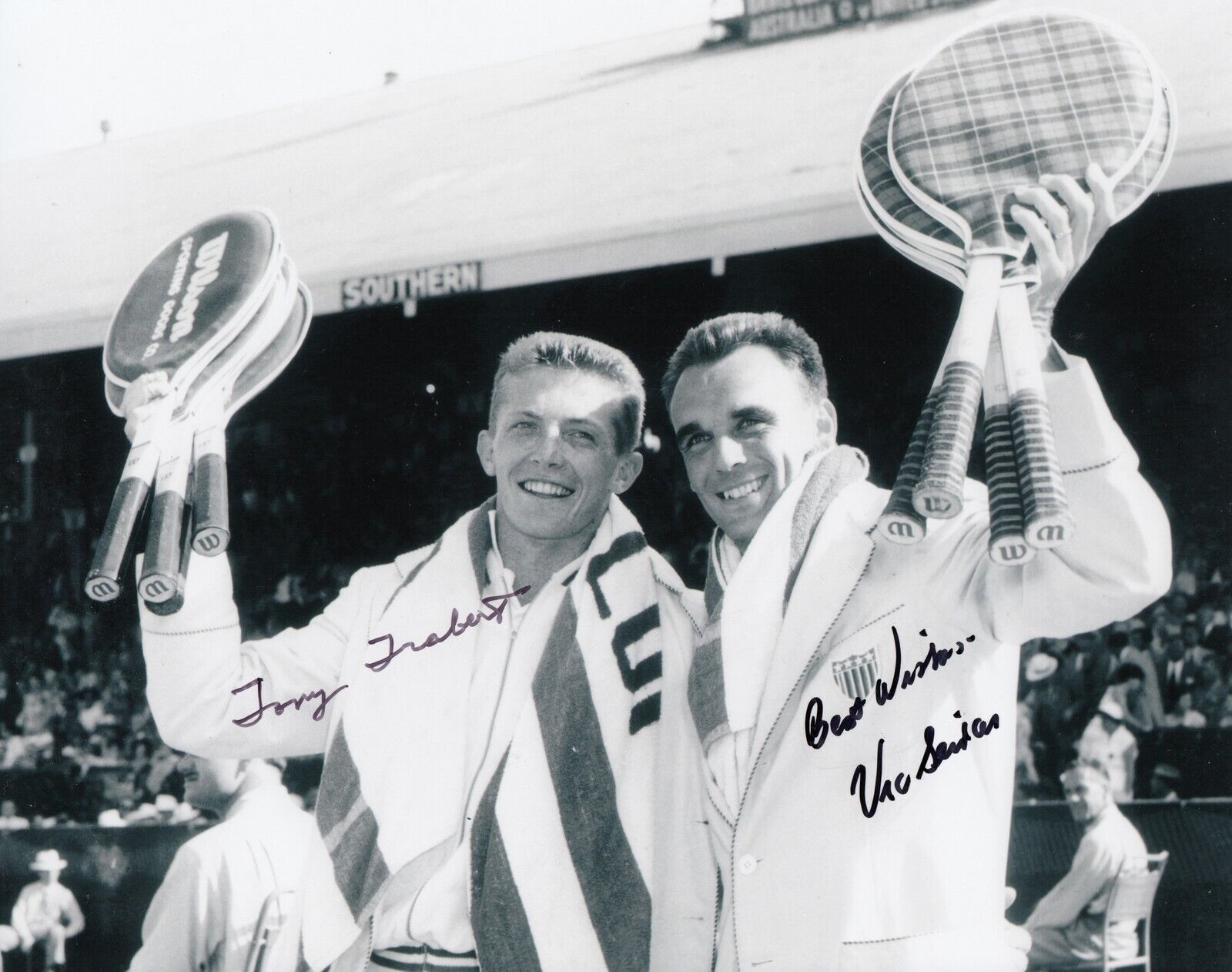 Tony Trabert Vic Seixas #1 8x10 Signed Photo Poster painting w/ COA Tennis-Men 032419