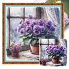 Violets By Window-11CT Stamped Cross Stitch 40*40cm/15.75*15.75in tapestrymarket