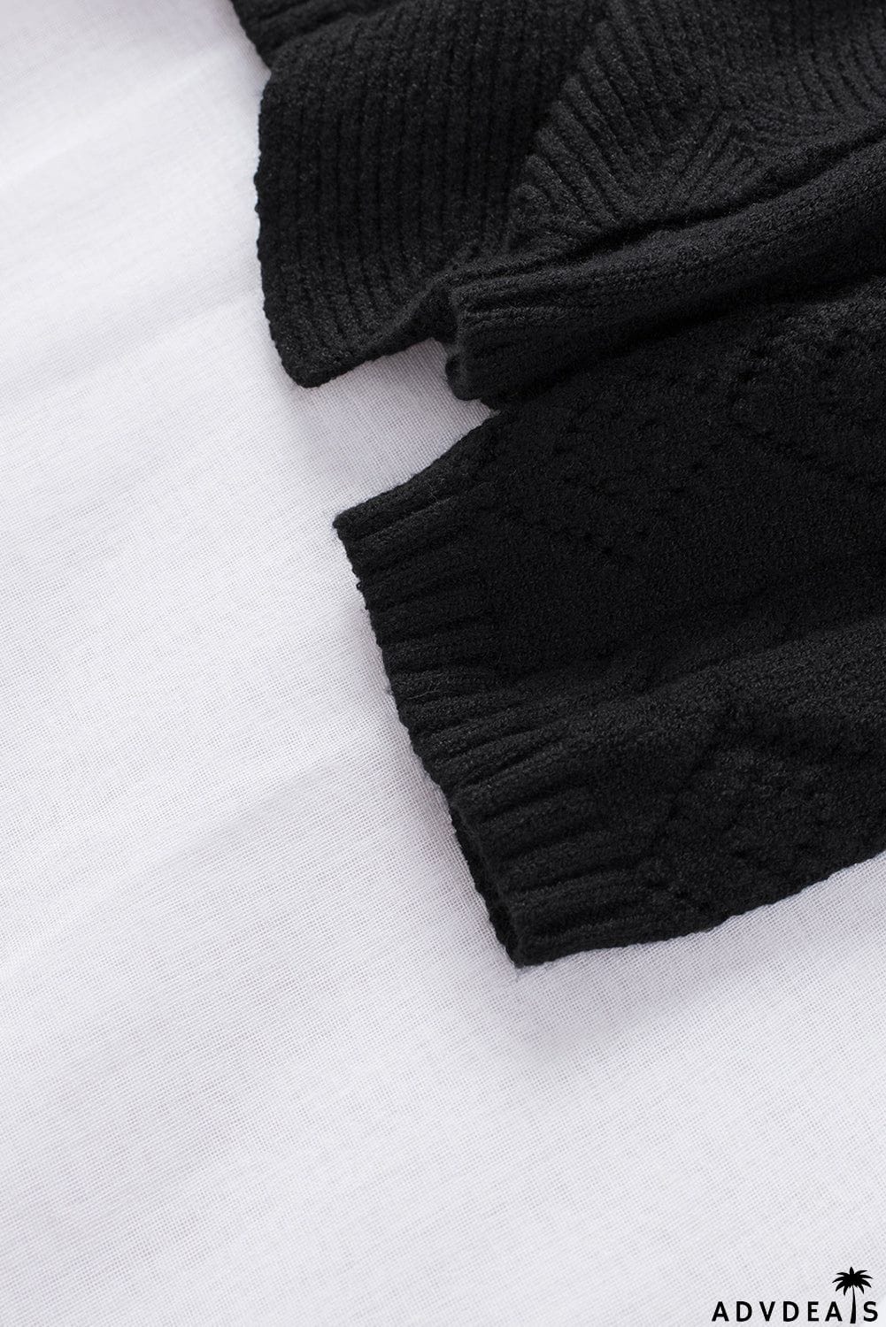 Ruffled Buttoned Open Front Knitted Sweater