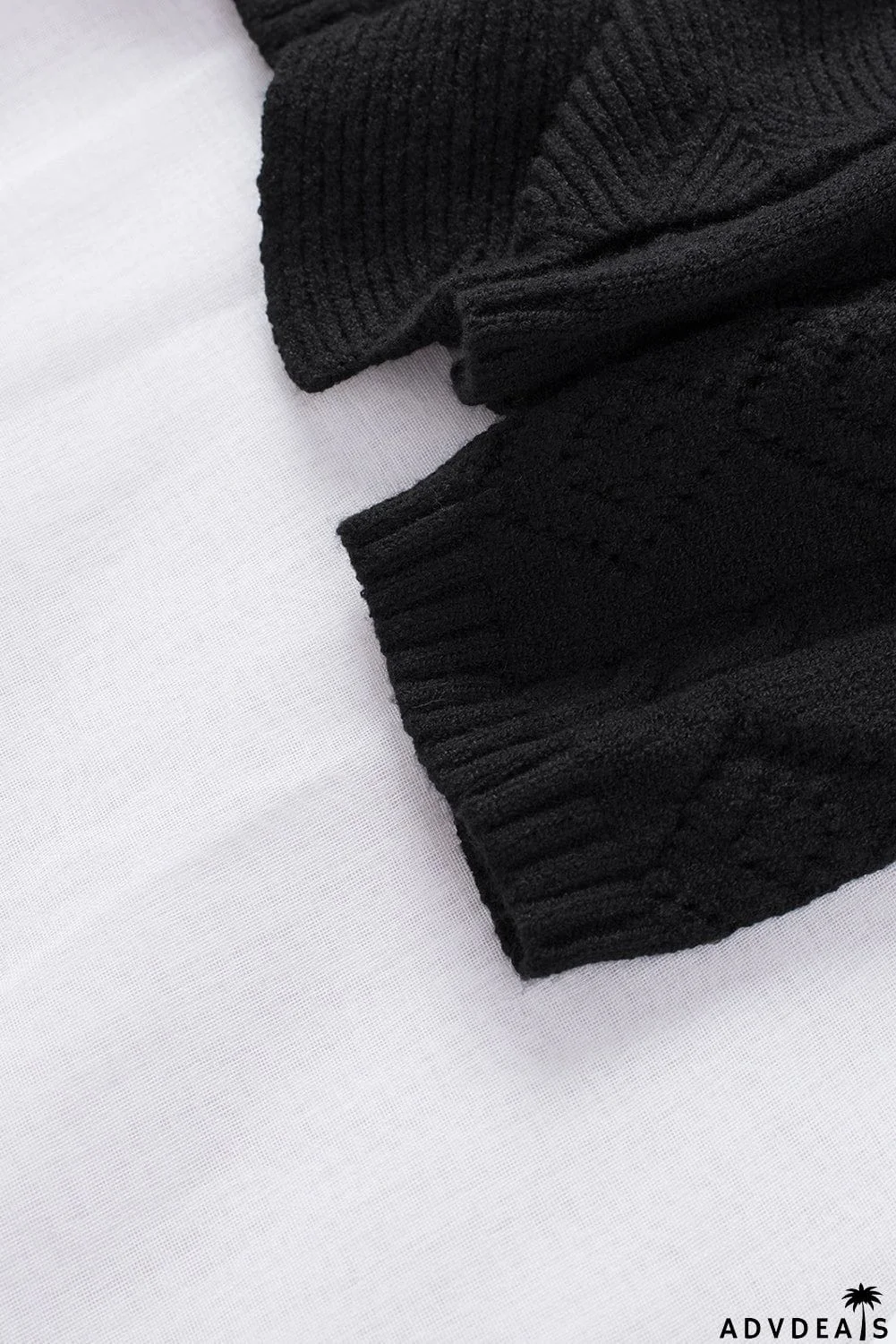 Ruffled Buttoned Open Front Knitted Sweater